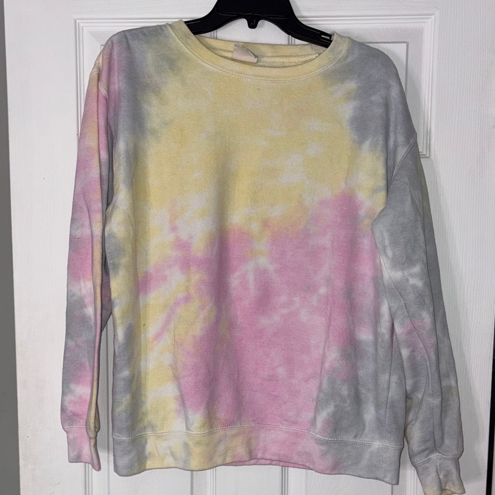 Tie-Dye Sweatshirt - Pink, Yellow, Gray